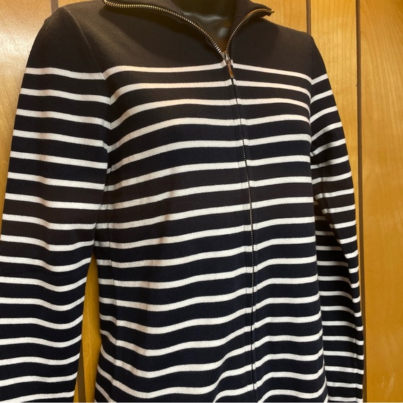 Pura‎ cashmere Classic Navy/White Striped Women's Sweater XS 100%supima cotton - Picture 2 of 7
